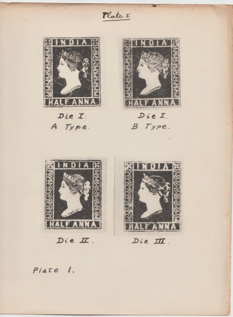 The Half Anna Lithographed Stamps of India 1854 1855 HH Sales