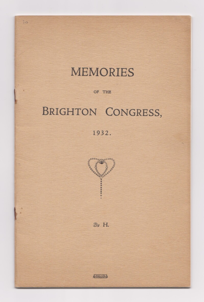 Memories of the Brighton Congress 1932