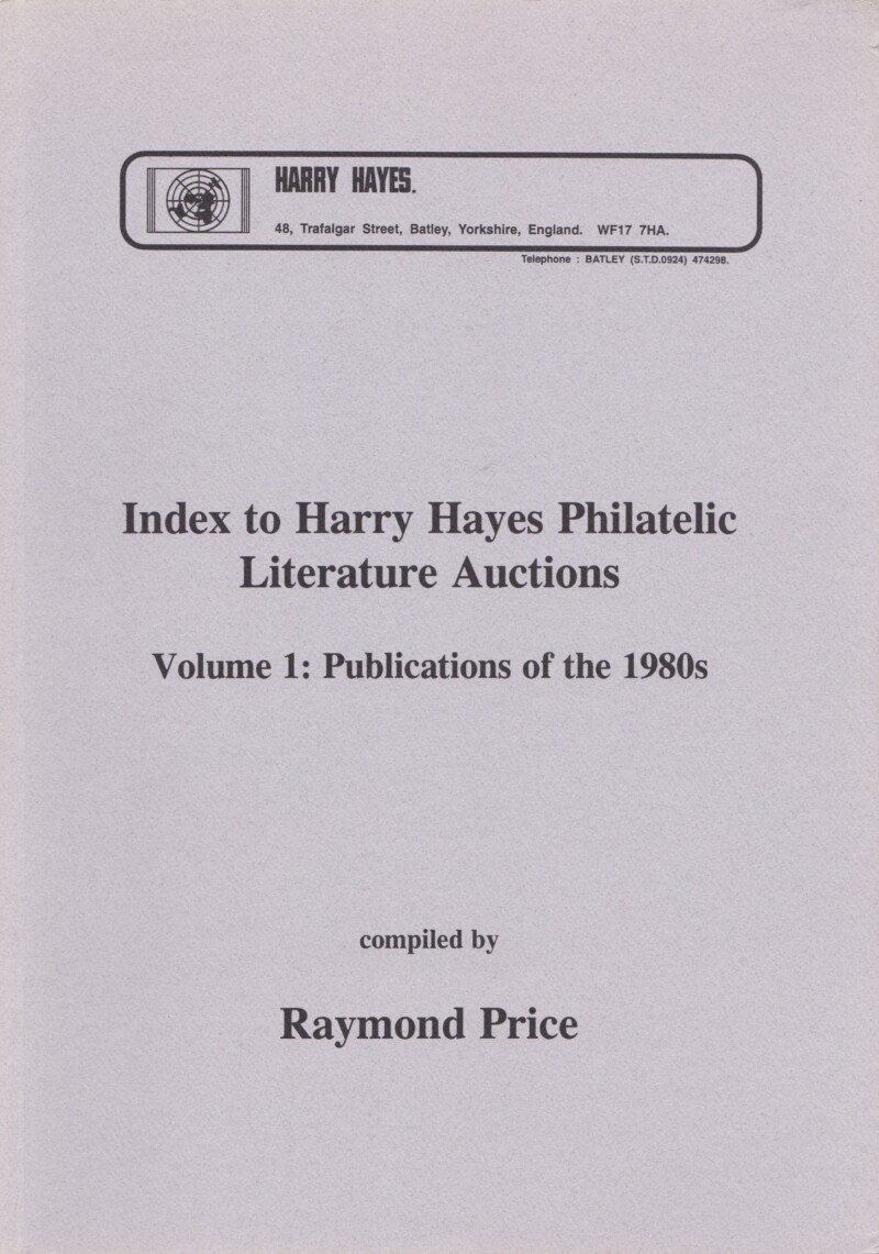 Index to Harry Hayes Philatelic Literature Auctions