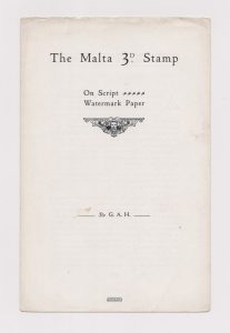 The Malta 3d Stamp on Script Watermark Paper